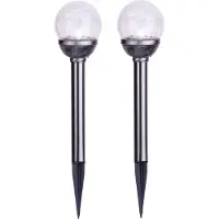 Best Season LED-Solar-Stäbe mit Kugel, 2er Set silber, ca.29x8 2x1 cool white LED, Solarpanel,incl.Akku.,outd., 477-37