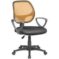 Dmora Bürostuhl Ddjidj, Mesh-Arbeitsstuhl mit Armlehnen, Ergonomischer Bürositz, 56x57h88/100 cm, Schwarz und Orange