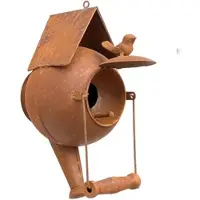 DanDiBo Ambiente DanDiBo Vogelhaus zum Aufhängen Edelrost Deko Rost Gießkanne Wetterfest 96422 Nistkasten Futterstation für Vögel Shabby mit Kette hängend Balkon