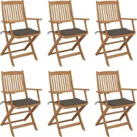 vidaXL CLORIS Klappbare Gartenstühle 6 Stk. mit Kissen Massivholz Akazie, 35,19 kg