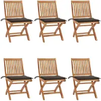 vidaXL Klappbare Gartenstühle mit Kissen 6 Stk. Massivholz Teak 3072842