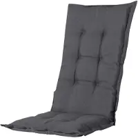 Madison 4 x Gartenstuhlkissen mit hoher Rückenlehne grau 123 x 50 cm | Hochwertiges -Gartenkissen aus 50 % Baumwolle und 50 % Polyester