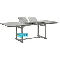 DELUKE Garten-Esstisch VEGO Grau (160-240)x100x75 cm Massivholz Akazie Eckig | Gartentisch Holz klappbar Outdoortisch Terrassentisch verstellbar