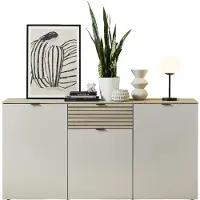 Innostyle Sideboard INA Kaschmir Leistenoptik mit Softclose, Selbsteinzug und schwarzen Metallgriffen