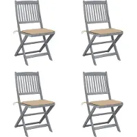 vidaXL BESTE 2022 Outdoor-Stuhl Stilvollen mit robustem ,Klappbare 4er Set Gartenstühle mit Kissen Massivholz Akazie Relaxsessel Armlehnstuhl mit Premium & schlichten Design *HOM
