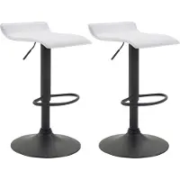 CLP 2er Set Barhocker Dyn V2 Kunstleder höhenverstellbar und drehbar | Farbe weiß Gestell Farbe schwarz