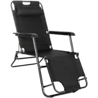 Springos Gartenliege Klappbar Zero Gravity – Relaxsessel 2in1, Verstellbar, Schwarz, bis 120 kg