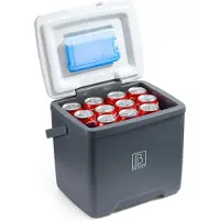 Brisby Kühlbox - 13L - Grau - 40 Stunden Isolation - Inkl. 2 dicke Kühlakkus von 450ml - Neues Design mit Kühlakku im Deckel verriegelt
