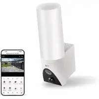 Emos GoSmart Outdoor Überwachungskamera mit WiFi und App + 1200lm LED-Leuchte, rotierend 3 MP, kompatibel mit Alexa, Google Assistant, weiß, H4064