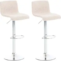 DELUKE Barhocker 2er Set BERLIN - Creme, Stoff | Barhocker mit Lehne Barstuhl Tresenhocker Tresenstuhl Kneipenhocker Kneipenstuhl