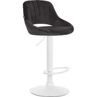 DELUKE Barhocker SEGAD - Samt Schwarz 47x48x85 cm Weiß | Barstuhl Mit Lehne Tresenhocker Tresenstuhl Kneipenhocker Kneipenstuhl