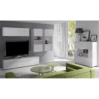 Lomadox Wohnmöbel Set mit Highboard in weiß Hochglanz CAIRNS-132