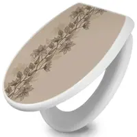 Banjado Toilettendeckel Mit Absenkautomatik WC-Sitz Soft Close Weiß Hygienischer Duroplast Leichte Montage Mit Motiv Baumwollblüte Monochrom