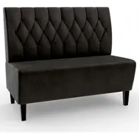 BIG Möbel Gastro Sitzbank Paris | 180 cm breit | Samtstoff in Schwarz | Diamant | Dinerbank