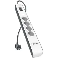 Belkin BSV401CA2M, 525 J, 4 AC-Ausgänge, Typ E, Schwarz, Weiß, Typ E, 2 m