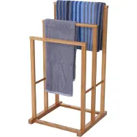 Mendler Handtuchhalter HWC-B18, Badezimmer Handtuchständer freistehend, Bambus 82x42x42cm