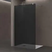 Doporro Luxus Duschwand für Dusche Duschabtrennung 120x200cm Walk-In Dusche 8mm ESG-Sicherheitsglas vollgrau inkl. Nanobeschichtung Bremen01VG