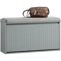 SoBuy Schuhschrank mit Sitzpolster und Klappe - Weiß - 80x45x26 cm - Moderne MDF-Schuhbank
