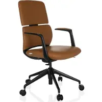 Hjh OFFICE Profi Bürostuhl ATMOS DESIGNER Ergonomischer Schreibtischstuhl mit Armlehnen Kunstleder Camel Drehstuhl für Büro, Zuhause