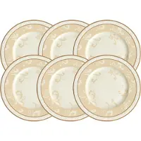Villeroy & Boch Frühstücksteller "Frühstücksteller Ivoire ø 22,7 cm 6er Set weiß-gold", bunt (weiß, gold), L:22,7cm, Speiseteller, Frühstücksteller