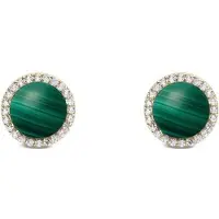 Daniel Wellington Gold-Plated Stud Earrings With Malachite And Crystals - Audrey Dw00401407
