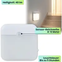 Ideoon 2er-Set LED Nachtlicht, Bewegungssensor: Akku Schrankleuchte, USB aufladbar, selbstklebend & magnetisch – Ideal als Treppenlicht & für Kleiderschrank