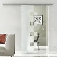 Levidor Glasschiebetür Komplettset 90 x 205 cm Wolfsburg Edelstahl mit Griffmuschel