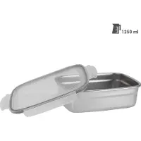 Excellent houseware Frischhaltedose aus Edelstahl mit Kunststoff Clip-Deckel, 1250 ml