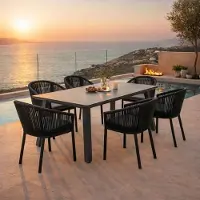 CLEMENTO LC Garden Gartenmöbel-Set 7tlg. Sunrest 180x90cm Tisch mit Stühle