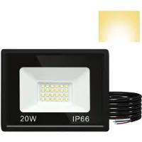 Izrielar 10er 20W LED Strahler Außen Fluter Scheinwerfer IP66 Wasserdicht Außenstrahler für Sportplatz Garage 3000K Warmweiß Baustrahler