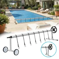 YARDIN Poolaufroller Verstellbar 3–5,7 m aus Aluminium und Edelstahl, Aufrollsystem für Poolabdeckung und Solarfolie mit Handkurbel