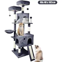 StarTech.com Kratzbaum für Katzen - Kletterturm mit Höhle - Vier Ebenen - Sisal-Kratzsäulen - Plüschliege & Hängematte - Für Wohnungskatzen - Weiß
