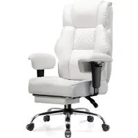 GTPLAYER Gaming Stuhl, breiter Bürostuhl mit Taschenfeder, Ergonomischer PC-Stuhl, Verstellbarer und Drehbarer Schreibtischstuhl, Kunstleder, weiß