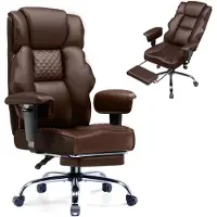 GTPLAYER Gaming Stuhl, breiter Bürostuhl mit Taschenfeder, Ergonomischer PC-Stuhl, Verstellbarer und Drehbarer Schreibtischstuhl, Kunstleder, braun