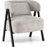 Northix Gray Lounge Chair with Faux Fur and Lumbar Pillow