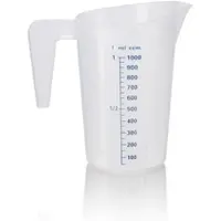 WAS Germany 12x Messbecher, Ø 13 cm, 1 ltr., mit 50 ml Skalierung, Polypropylen