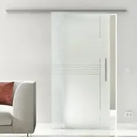 Levidor Glasschiebetür Komplettset 77,5 x 217,5 cm München Edelstahl mit Stangengriff