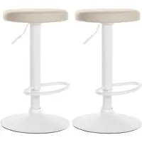 CLP 2er Set Barhocker Ponte Kunstleder höhenverstellbar und drehbar creme Material Gestell Metall matt weiss