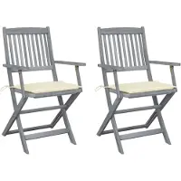 vidaXL Möbel Klappbare Gartenstühle 2 Stk. mit Sitzkissen Massivholz Akazie - Gartensessel 3064484