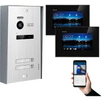 Balter EVO Aufputz Silber 2-Draht 7" WiFi Monitor Schwarz Video Türsprechanlage Set 2 Familienhaus