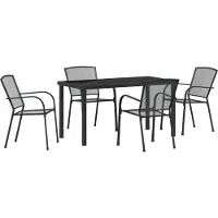vidaXL 5-teiliges Garten-Esszimmer-Set Anthrazit Stahl, Gartenstühle DesignMöbel Neu