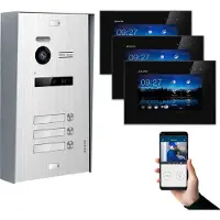 Balter EVO Aufputz Silber 2-Draht 7" WiFi Monitor Schwarz Video Türsprechanlage Set 3 Familienhaus