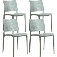 Oviala Set aus 4 salbeigrünen Terrassenstühlen aus Kunststoff - Riga