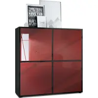 Vladon Highboard Cuba V2 Schrank 104 x 105,5 x 35,5 cm Sideboard mit 8 Fächern, Germany, Korpus in Schwarz matt / Fronten in Bordeaux Hochglanz