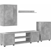 Syfax TV-Schrankset Wandmontiert 4 pcs Beton Grau Holzwerkstoff