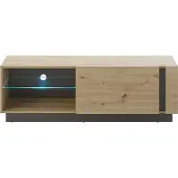 Lomadox TV Lowboard CARDIFF-61 in Eiche Artisan Nb. mit Absetzungen in Graphit grau inkl. LED-Beleuchtung, B/H/T: ca. 138/46/40 cm