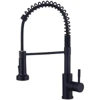 BundiGlassware Wasserhahn Küche Schwarz, Hochdruck Küchenarmatur mit Brause Ausziehbar, Hoher Bogen Mischbatterie Küche 360°Drehbar 2 Sprühfunktionen, Spiralfeder Spültischarmatur Edelstahl, Mattschwarz
