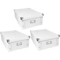 Ideen-mit-Herz Aufbewahrungsbox 16,4 Liter, mit Deckel, Pappe, weiß, 28 x 40,5 x 14,5cm, 3 Stück