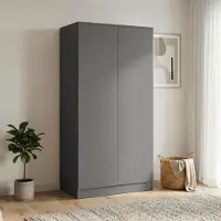 Beautysofa | Drehtürenschrank LOOK Graphit - Kleiderschrank 90 cm – Moderner minimalistischer Schrank mit 2 Türen
