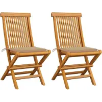 vidaXL BESTE 2022 Outdoor-Stuhl Stilvollen mit robustem ,Gartenstühle mit Beige Kissen 2 Stk. Massivholz Teak Relaxsessel Armlehnstuhl mit Premium & schlichten Design *HOM